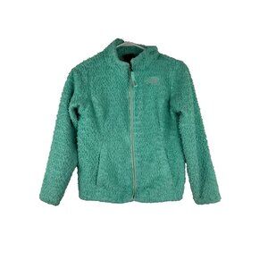 The North Face Girl's Medium 10/12 Osito Fleece Mint Green Jacket Full Zip Fuzzy